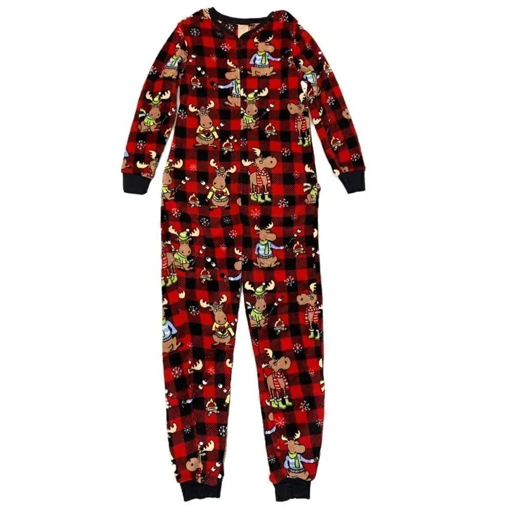 NWT Trap door flannel red/black checked moose sleeper sz S